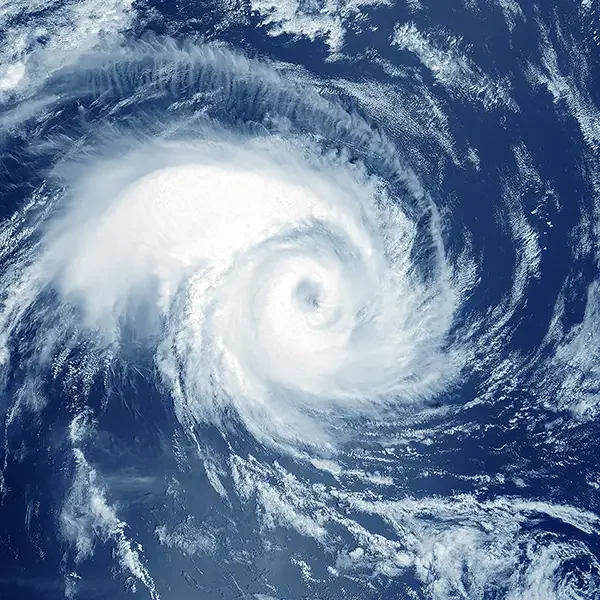 hurricane clouds over ocean as seen from space